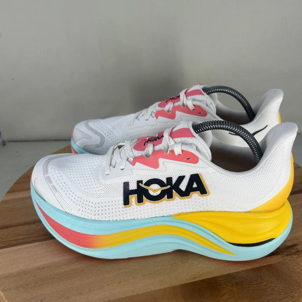 Hoka Skyward X Womens Running Shoes White Yellow Blue 1147912 BSW Size 10.5 B